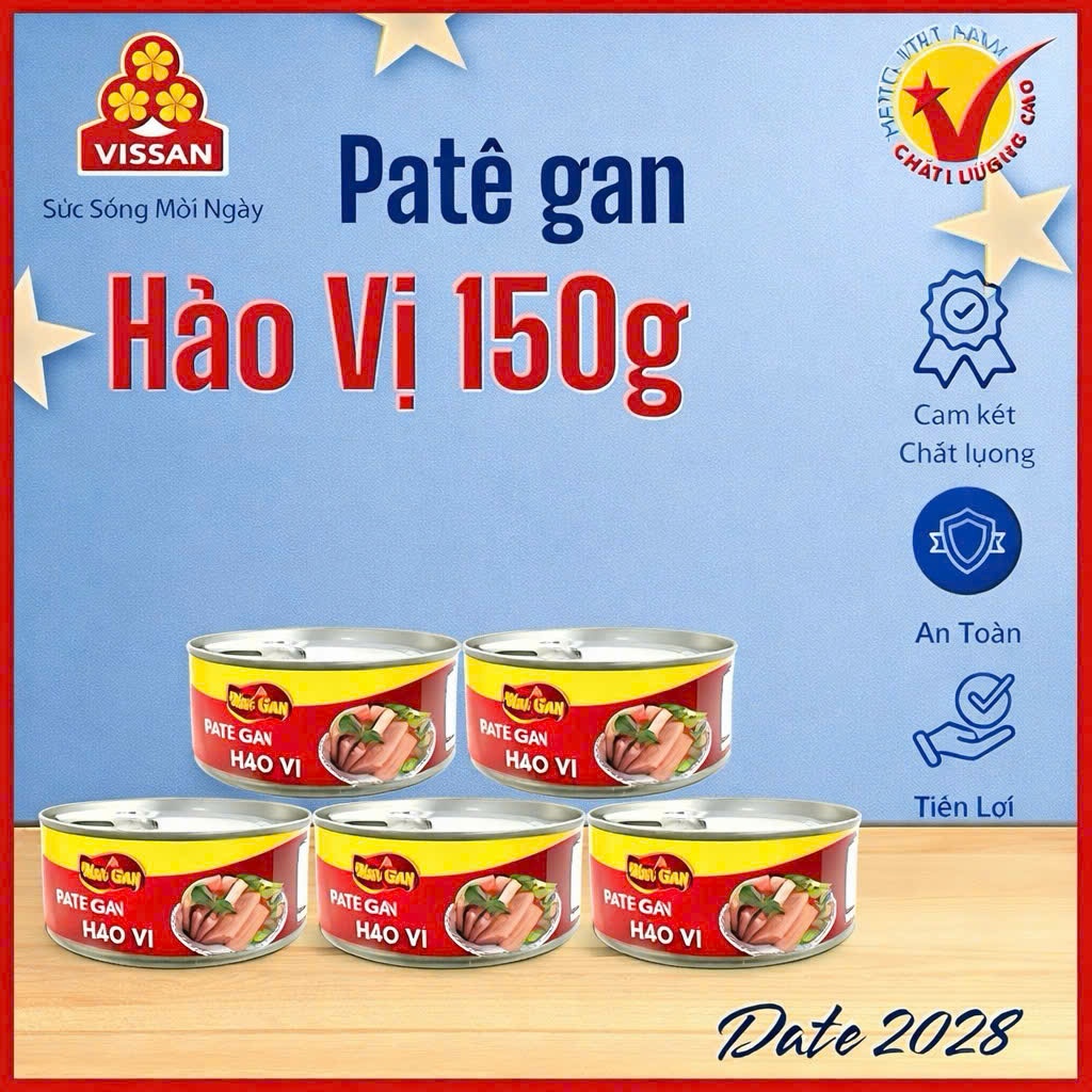 [COMBO 5 HỘP] Pate Gan Hảo Vị Vissan – Pate Gan Heo Thơm Béo, Mịn Ngon Ăn Liền – Hộp 150g DATE 2029