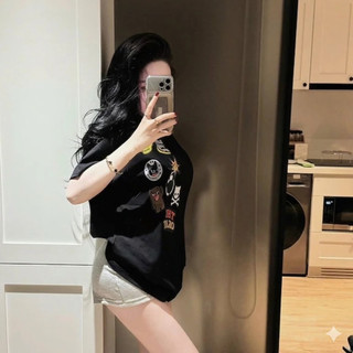 ÁO THUN The Okey In Ngực FORM RỘNG NAM NỮ CHẤT COTTON DÀY DẶN FULL TAG TÚI ZIP