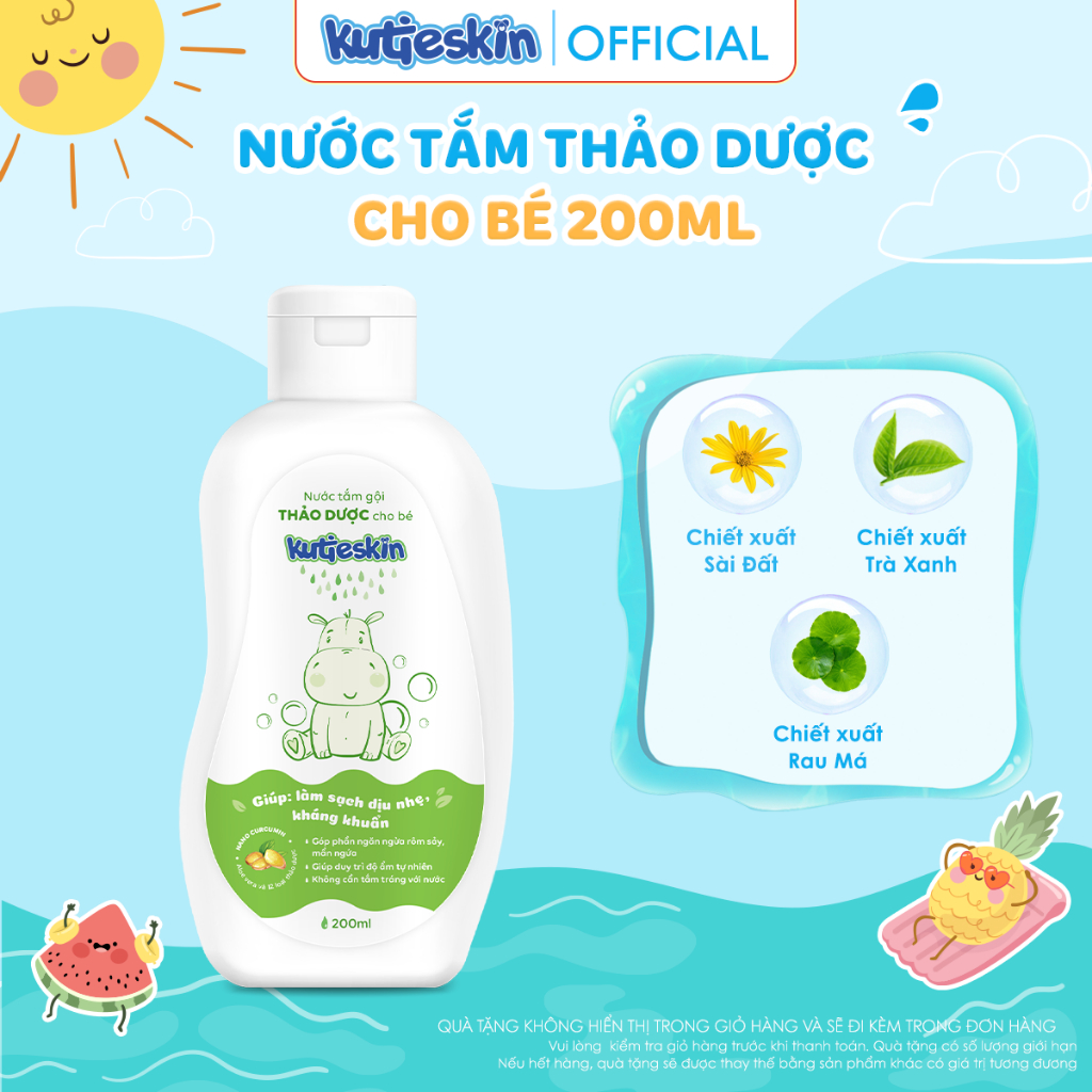 Nước tắm gội thảo dược cho bé Kutieskin 200ml/ 500ml