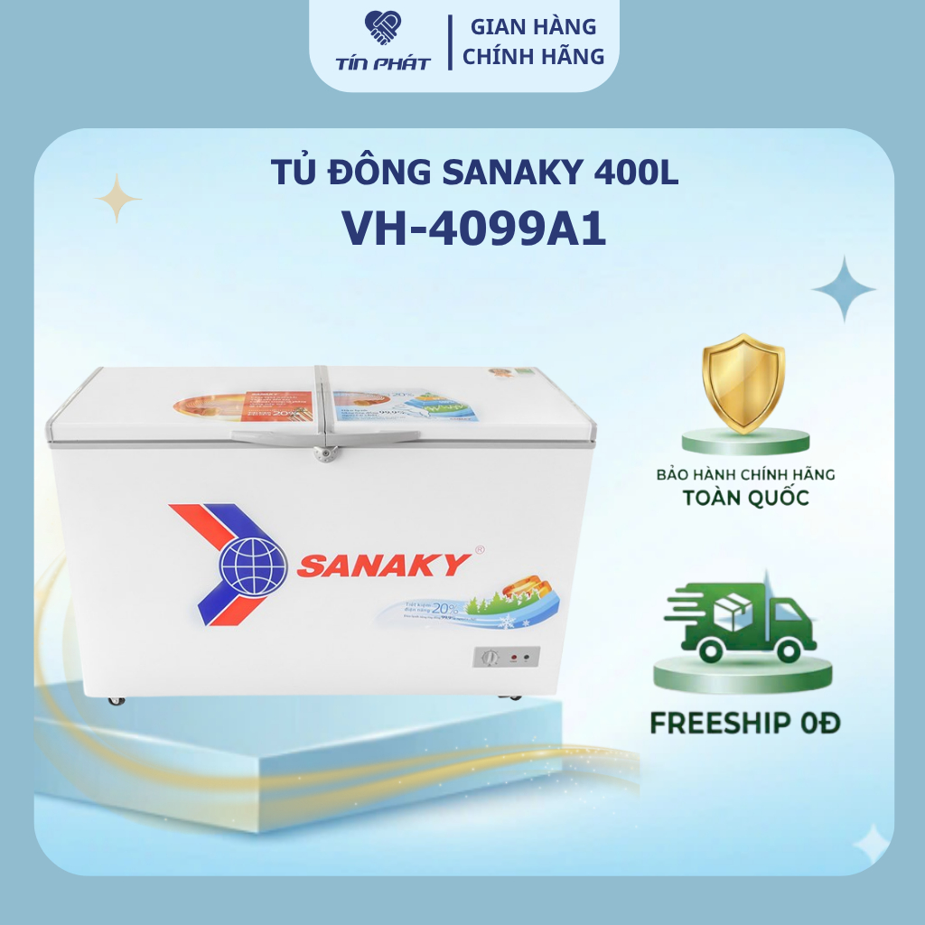 [ Miễn phí giao lắp HN ] Tủ Đông Sanaky dàn đồng 400 lít VH 4099A1 - Hàng chính hãng