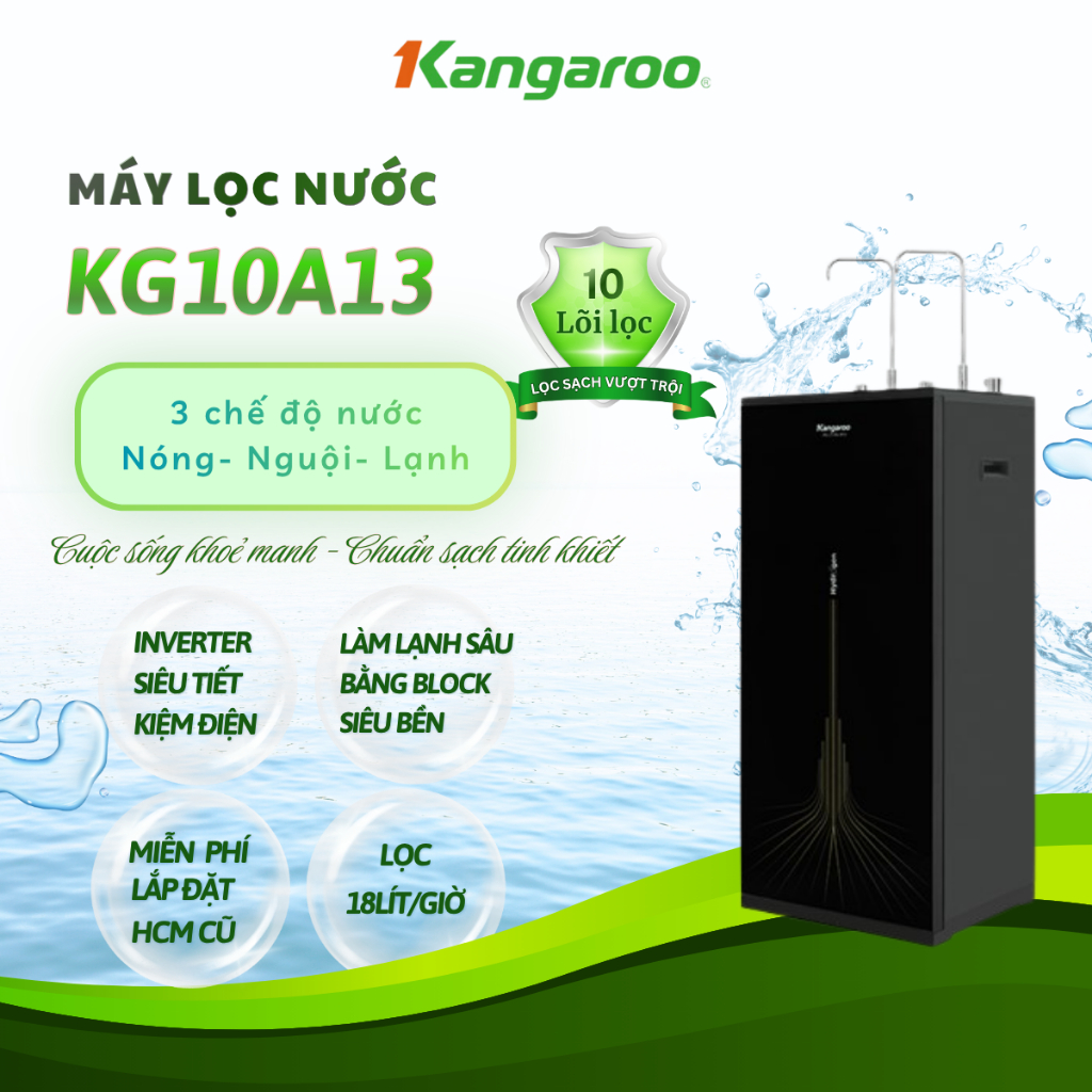 Máy Lọc Nước RO Nóng Nguội Lạnh Kangaroo KG10A13 10 lõi - KG10A13 - Mễn phí lắp đặt  TP.HCM