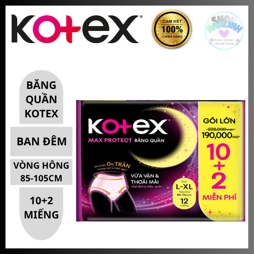 Băng vệ sinh quần Kotex L-XL (10+2 miếng)