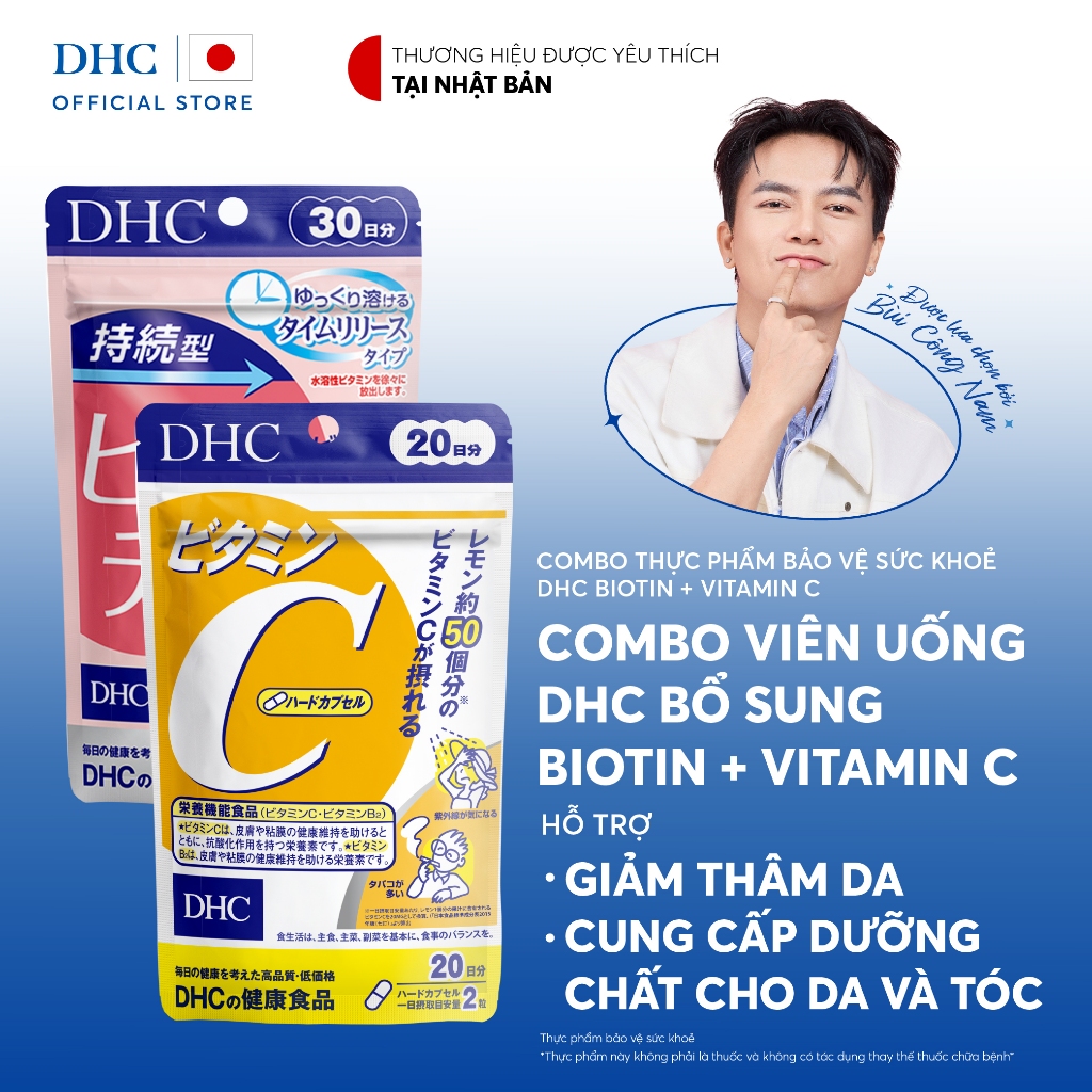 Combo Viên uống DHC Biotin (30 Ngày) & Vitamin C (20 Ngày) hỗ trợ sáng da và tốt cho tóc - TPBVSK Bi
