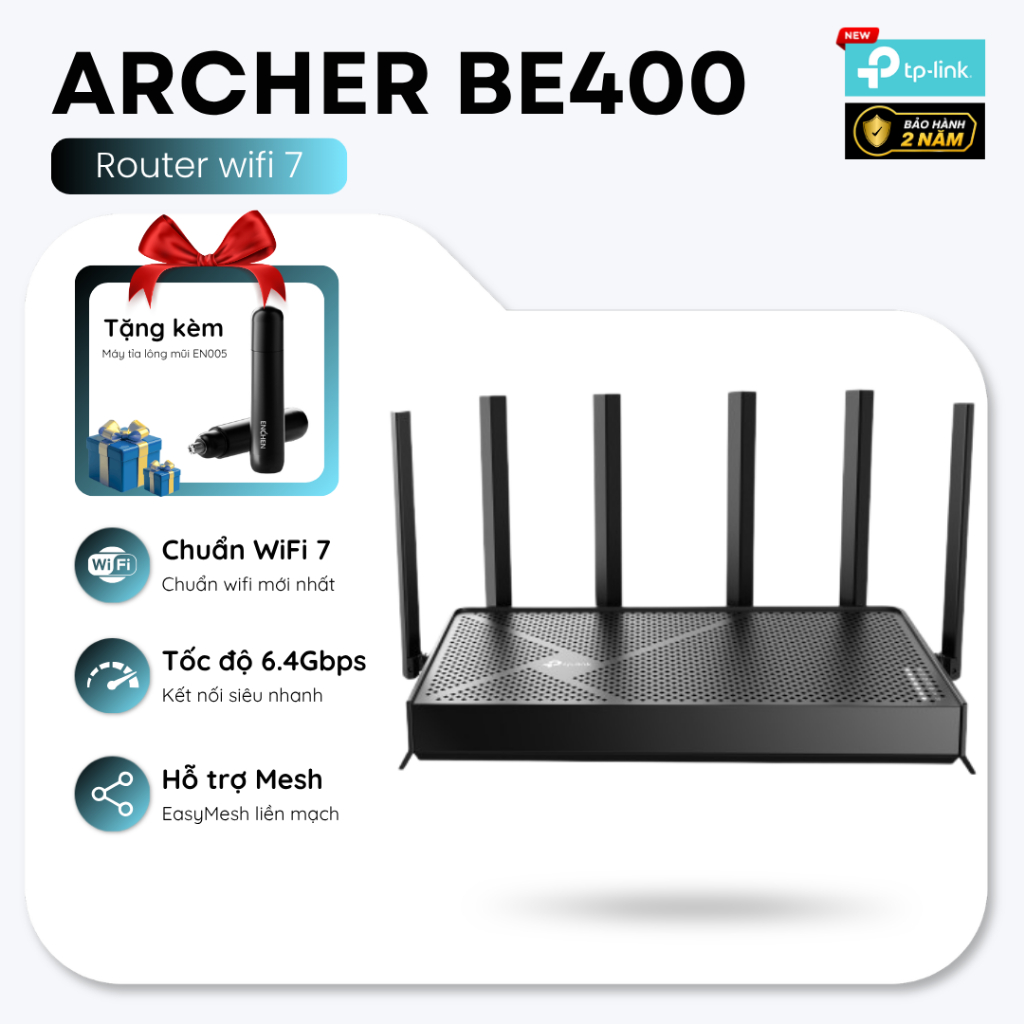 Router Wi-Fi 7 TP-Link Archer BE220/BE230/BE400 | Chuẩn WiFi 7, Tốc Độ Siêu Cao, Băng tần kép