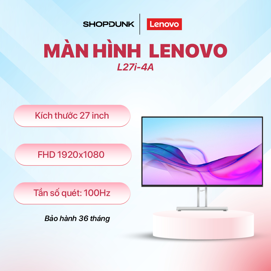 Màn Hình Lenovo L27i-4A | 27 Inch | IPS | FHD 1920x1080 | 100Hz | Loa Tích Hợp | 16.7 Triệu Màu | BH