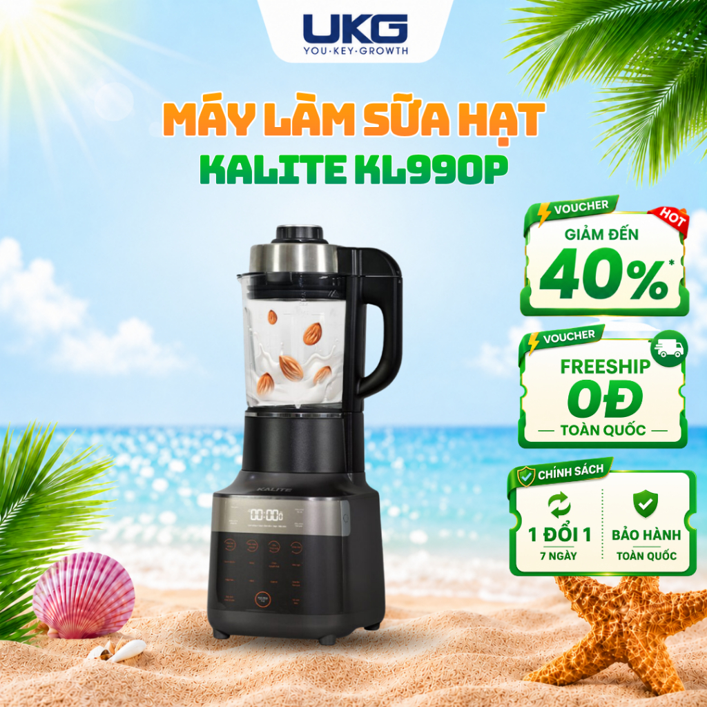 Máy Làm Sữa Hạt KALITE KL990P 14 Chức Năng  Lưỡi Xay Nhuyễn Chống Ồn Công Suất 2700W