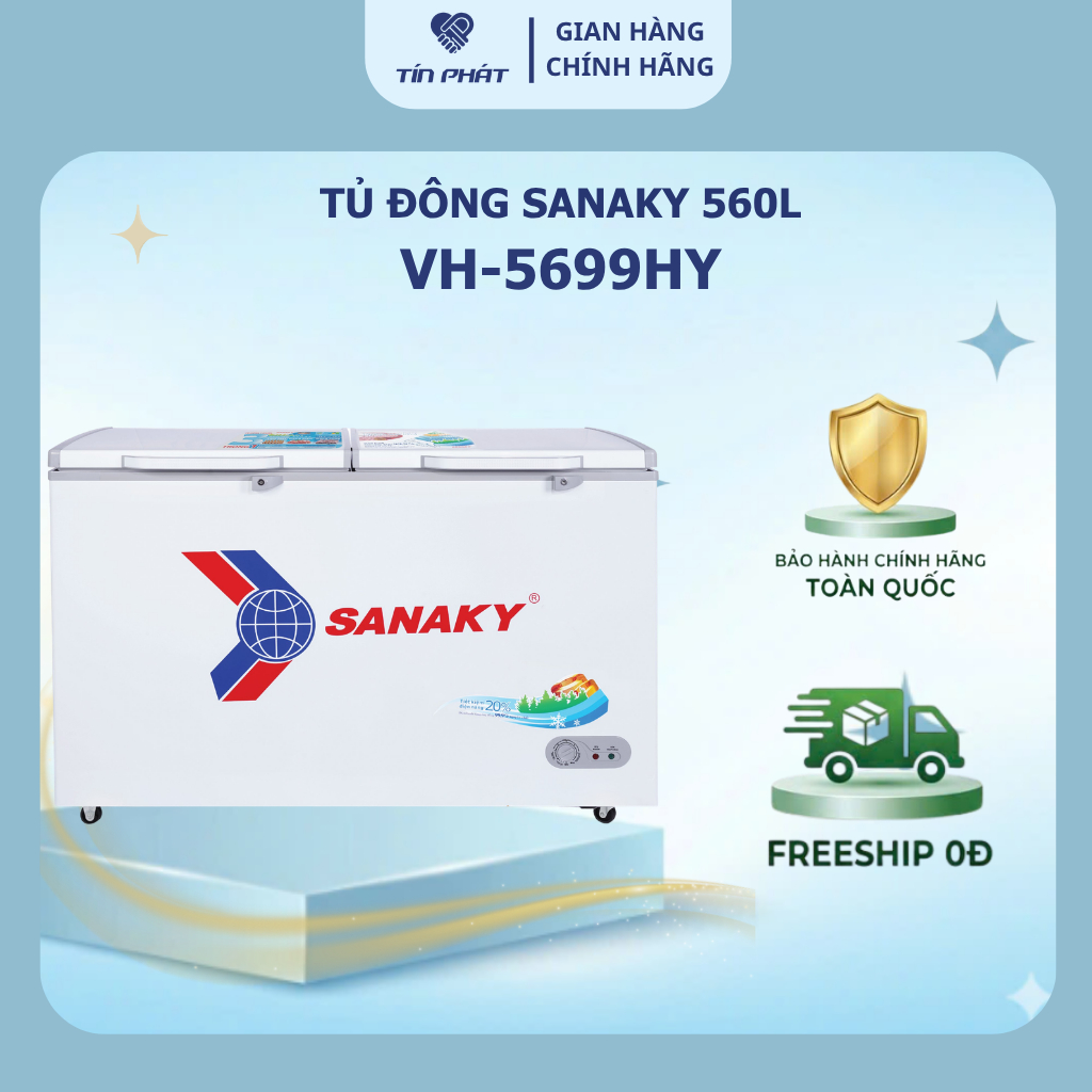 [ Miễn phí giao lắp HN ] Tủ Đông Sanaky dàn đồng 560 lít VH 5699HY - Hàng chính hãng