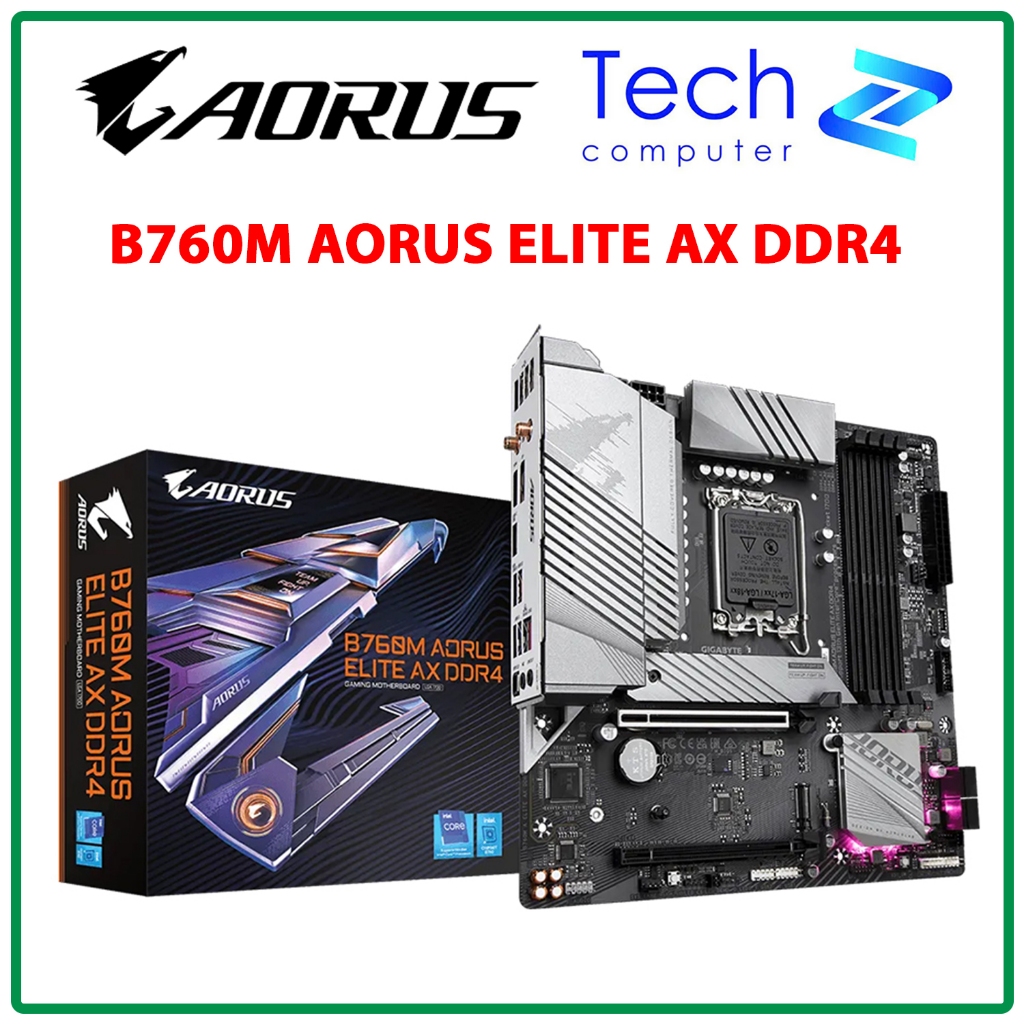 [CÓ VAT] Mainboard Gigabyte B760M AORUS ELITE AX DDR4 LGA1700 WiFi Bluetooth mATX Chính Hãng
