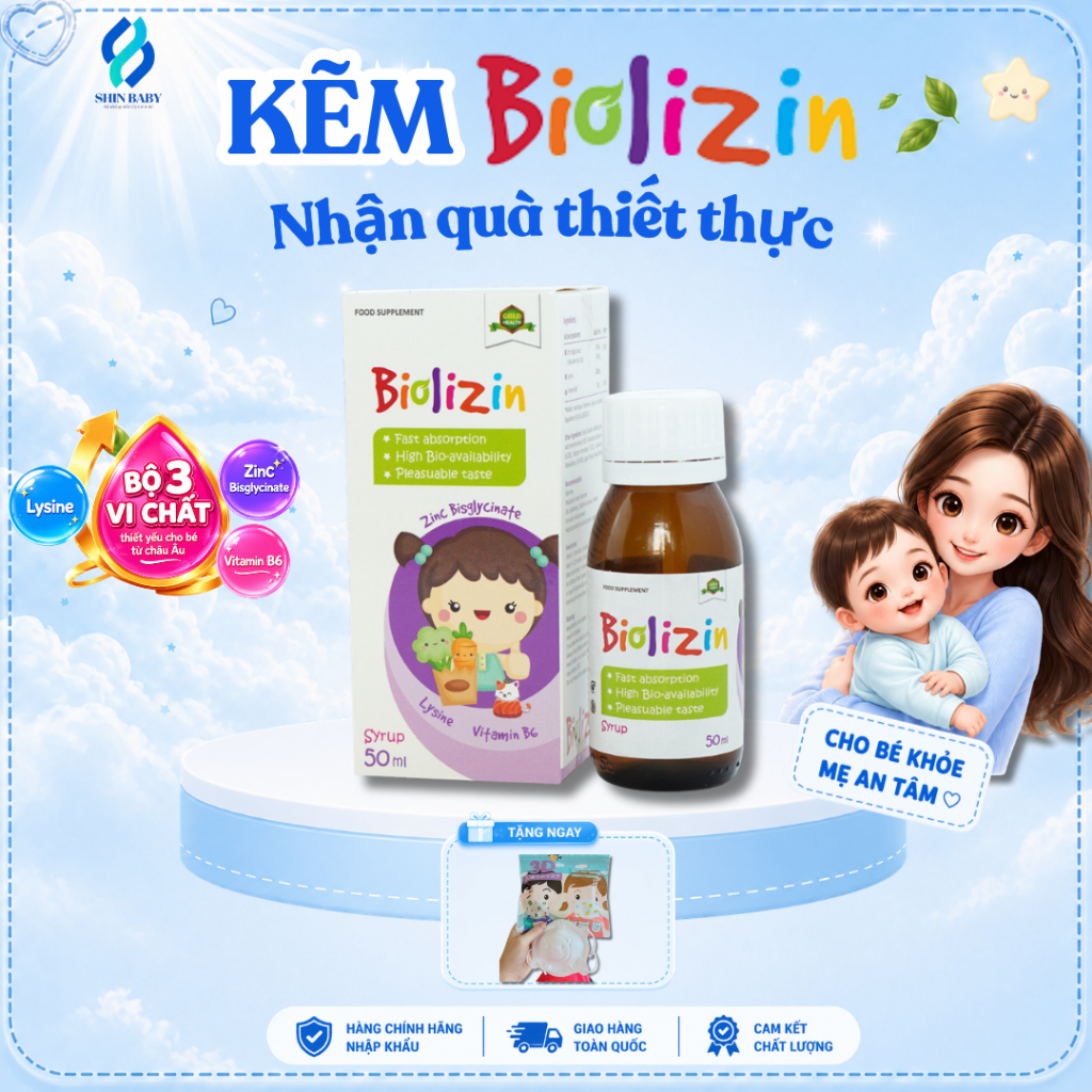 Kem Biolizin Chính Hãng - Bổ Sung Lysine Kẽm Zinc Vitamin B6 Cho Bé