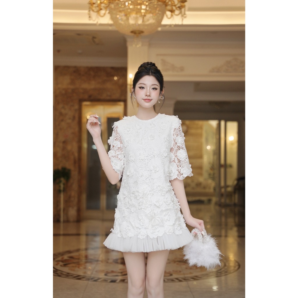 Váy đầm Crushie thiết kế đính hoa 3D ren lưới - Yumita Dress độc quyền Crushie