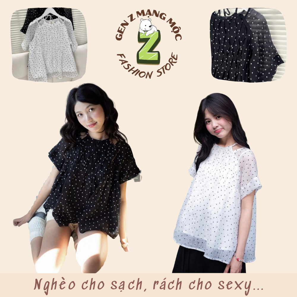 PAMI TOP - ÁO BABYDOLL VOAN HOA NHÍ THIẾT KẾ CỔ YẾM - GEN Z MẠNG MỘC