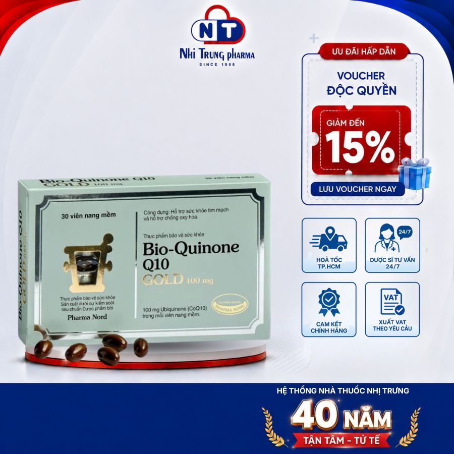 [HỎA TỐC HCM] Viên Uống Pharma Nord Bio-Quinone Q10 Gold 100mg Hỗ Trợ Tim Mạch, Chống Oxy Hóa 30Viên