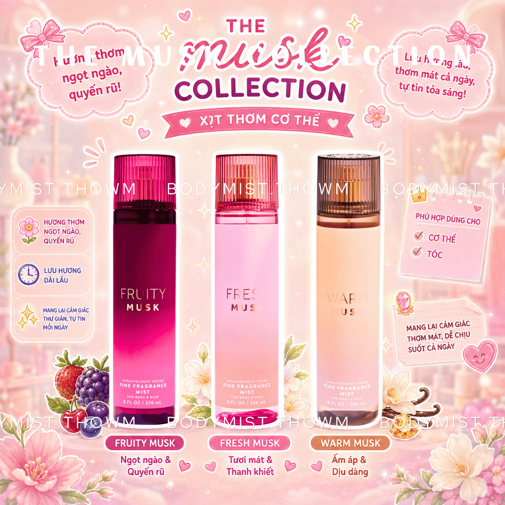 [ MINI ] Warm Musk | Fresh Musk | Fruity Musk - Xịt thơm body mist Bath & Body Works ( BBW )