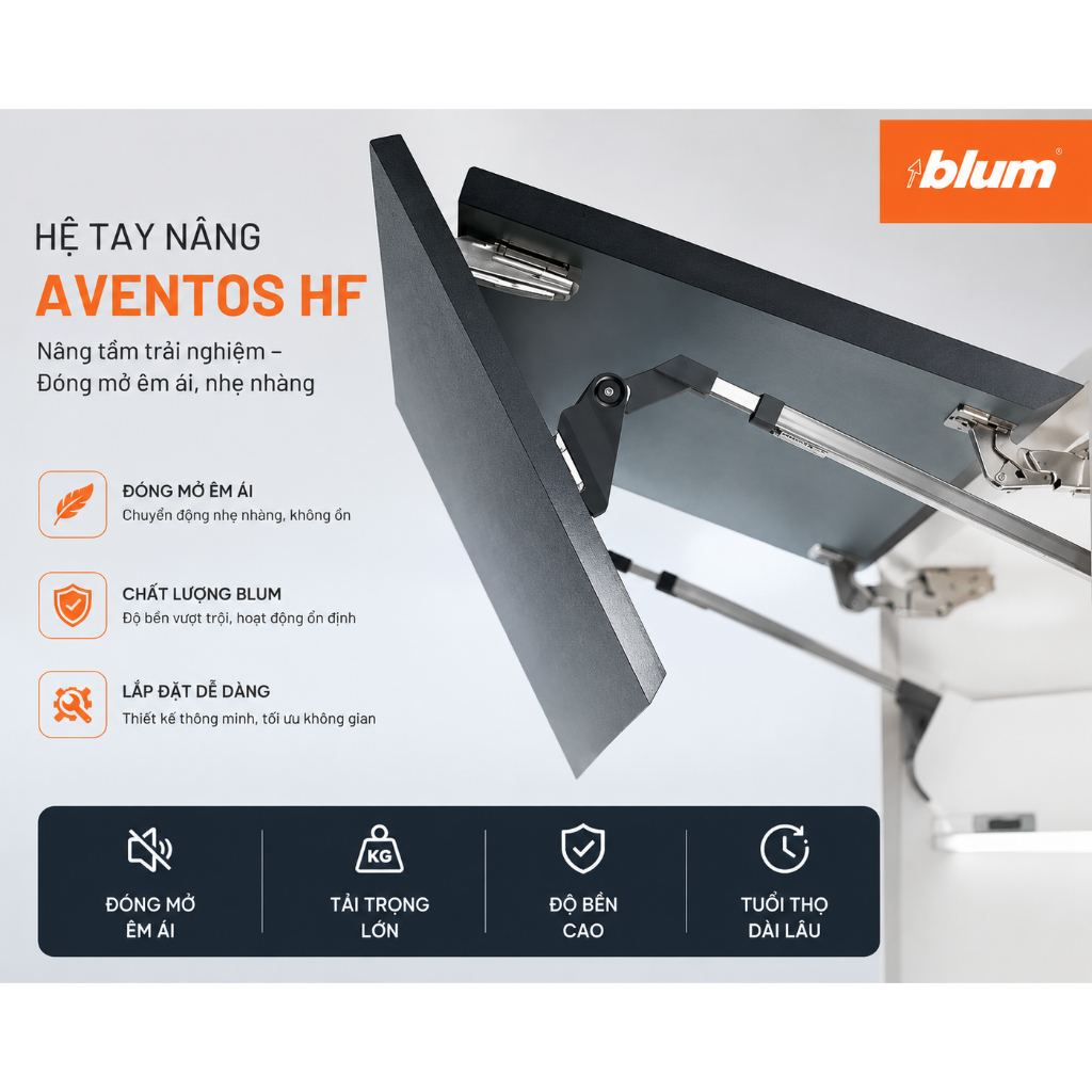 Tay nâng Blum HF22, HF25, HF28 chính hãng Đức - Bảo hành trọn đời