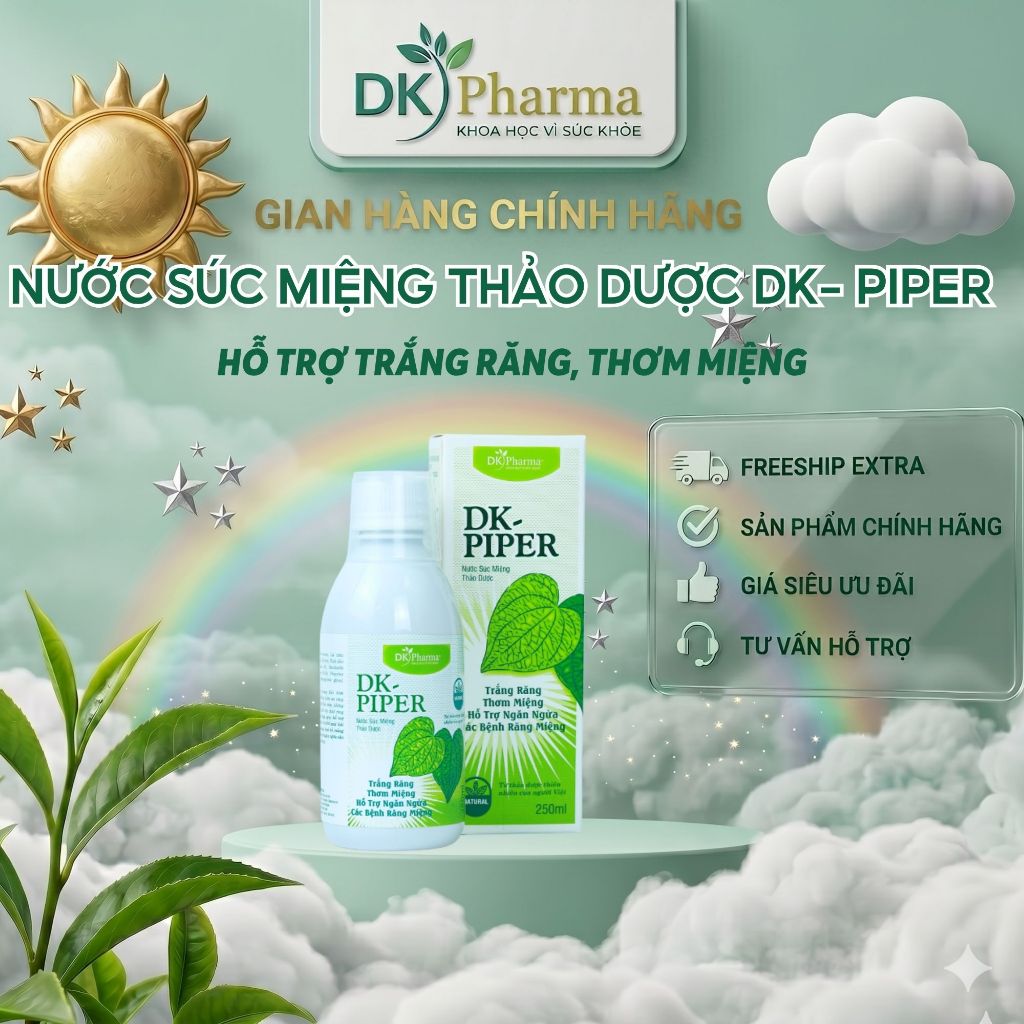 Nước Súc Miệng Thảo Dược DK Piper Hỗ Trợ Trắng Răng,Thơm Miệng-DK Pharma