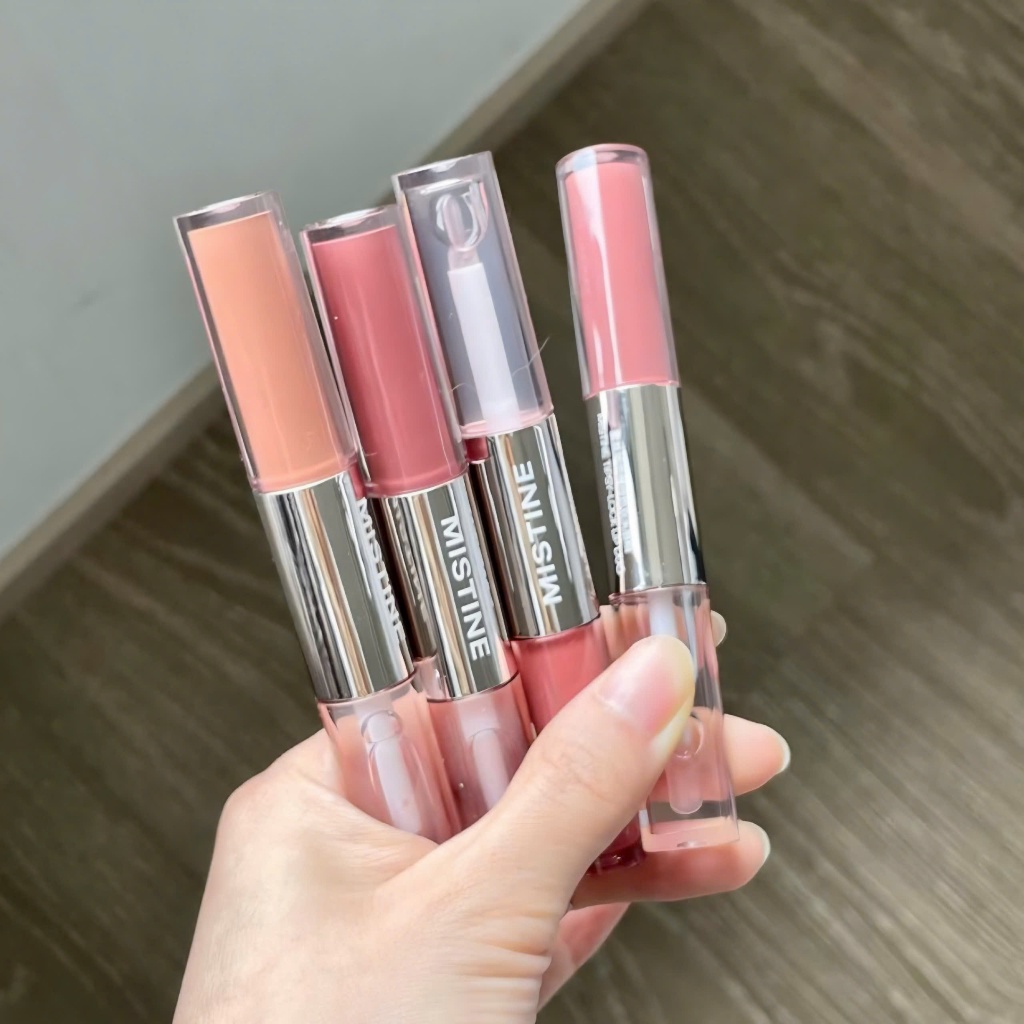 Son 2 đầu kem lì và bóng căng mướt môi Mistine Tipsy-Lock Lip Duo 3g - Thái Lan