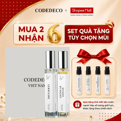[SET QUÀ 01 TÙY CHỌN MÙI] 02 chai tinh dầu nước hoa CODEDECO 10ml dạng xịt + 4 vial 2.5 mùi ngẫu nhiên