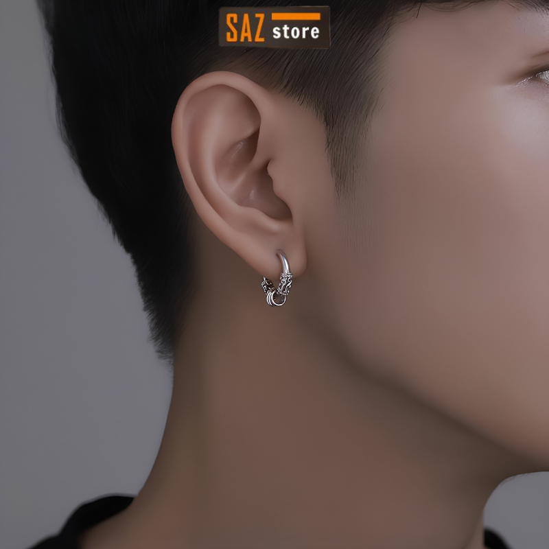 Khuyên tai dạng kẹp Orn Earring nam nữ bông tai SAZ màu bạc đen đơn giản đẹp nhỏ xinh - HT Orn Earri