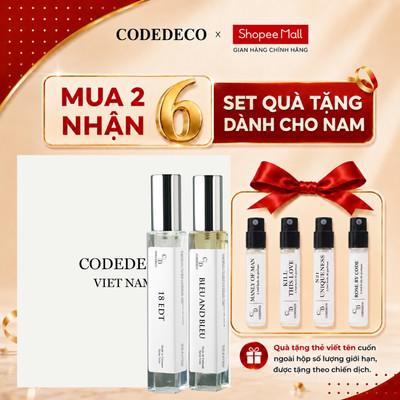 [SET QUÀ DÀNH CHO NAM] 02 chai tinh dầu nước hoa CODEDECO 10ml dạng xịt + 4 vial 2.5ml mùi ngẫu nhiên