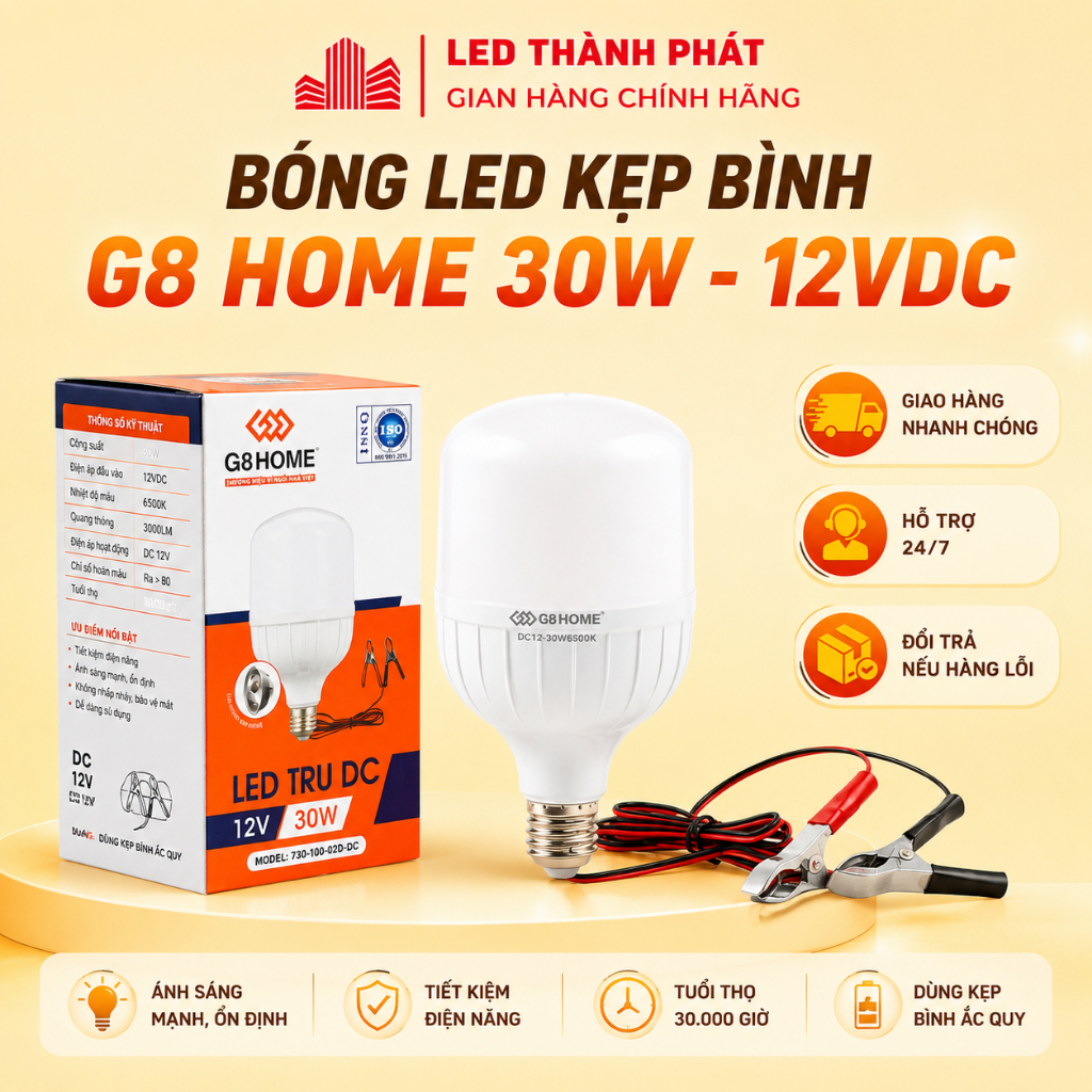Bóng Led kẹp bình G8 HOME 30W - 12VDC