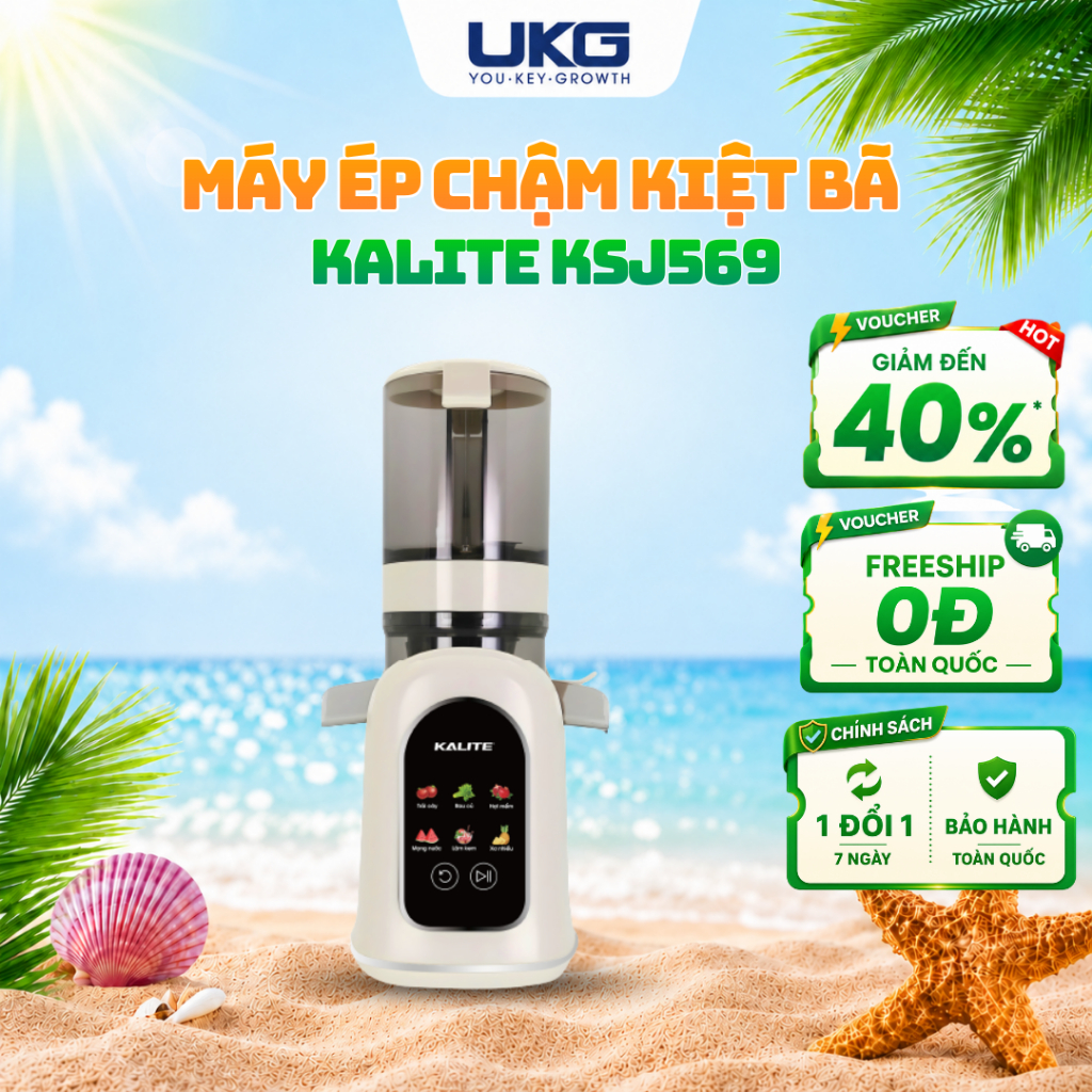 Máy Ép Chậm KALITE KSJ569 Ép Kiệt Bã 99% Làm Được Kem Bảng Điều Khiển Thông Minh 150W
