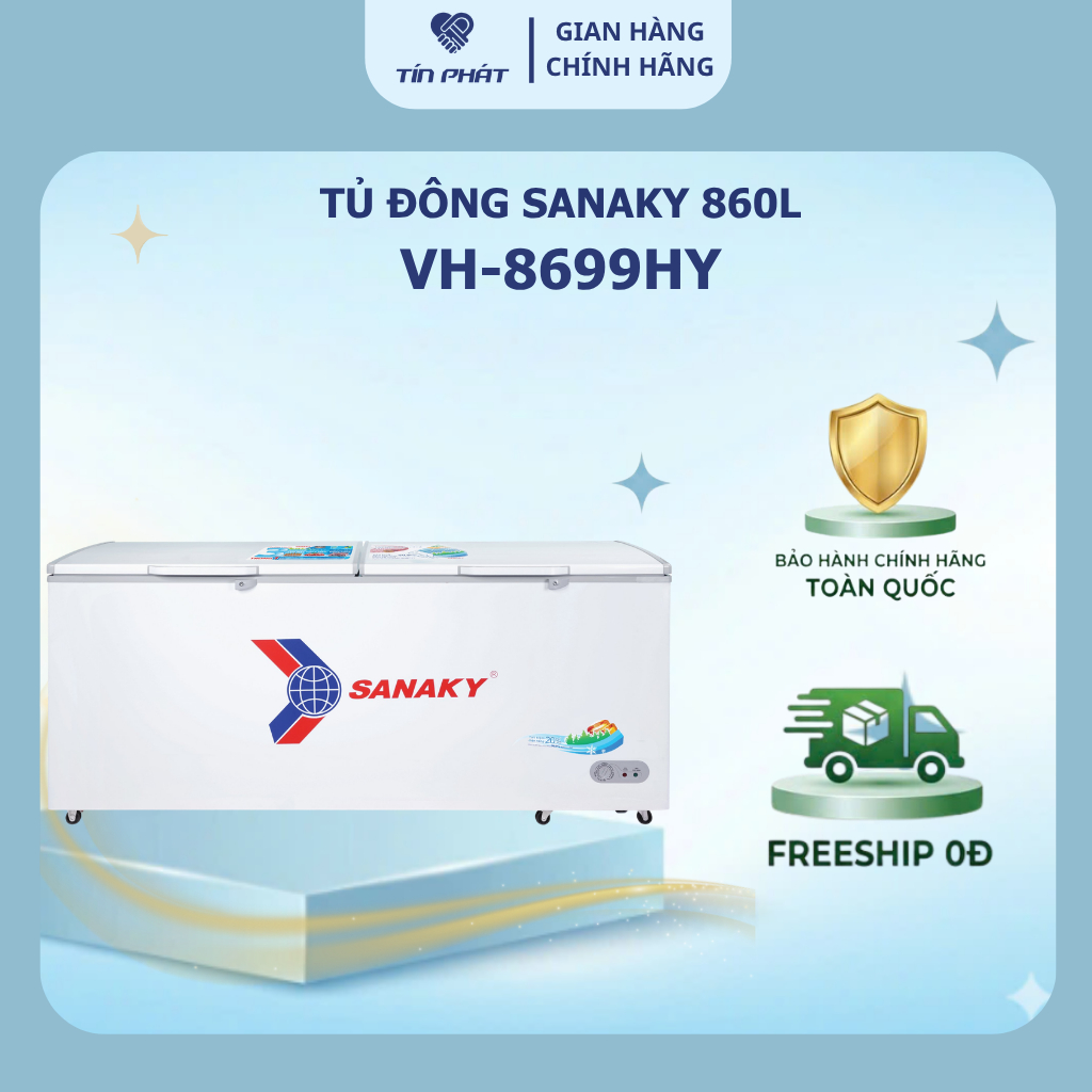 [ Miễn phí giao lắp HN ] Tủ Đông Sanaky dàn đồng 860 lít VH 8699HY - Hàng chính hãng