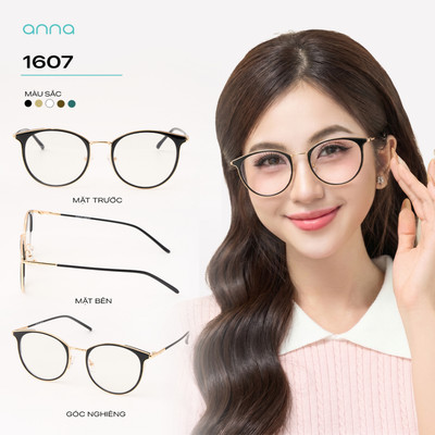 Gọng kính thời trang nữ Anna công sở dáng tròn chất liệu kim loại cao cấp chắc chắn 1607