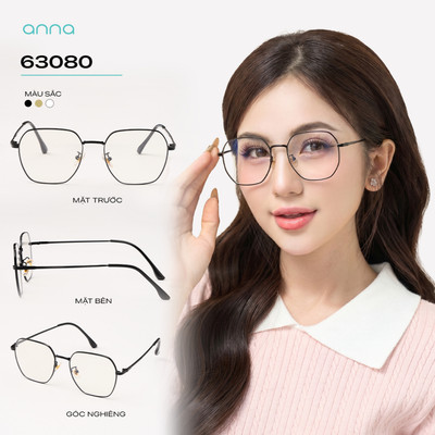 Gọng kính thời trang nữ ANNA dáng tròn chất liệu kim loại mỏng nhẹ chắc chắn 66080