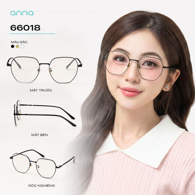 Gọng kính thời trang nữ ANNA dáng tròn chất liệu kim loại mỏng nhẹ chắn chắn 66018