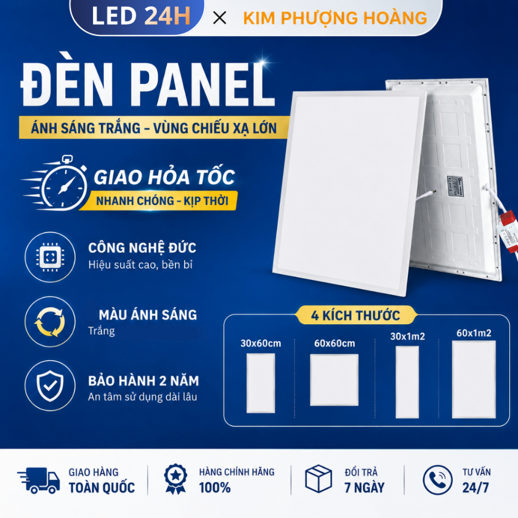 (HOẢ TỐC) Đèn LED Panel chiếu sáng nhà cửa, sân vườn, Kích Thước 30x60 60x60 30x120 60x120 cm