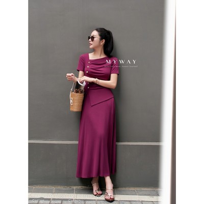 Set Bộ Áo Váy Thun Cotton Cao Cấp MY WAY Tôn Dáng Sang Chảnh 6matb9374 6mctb1275