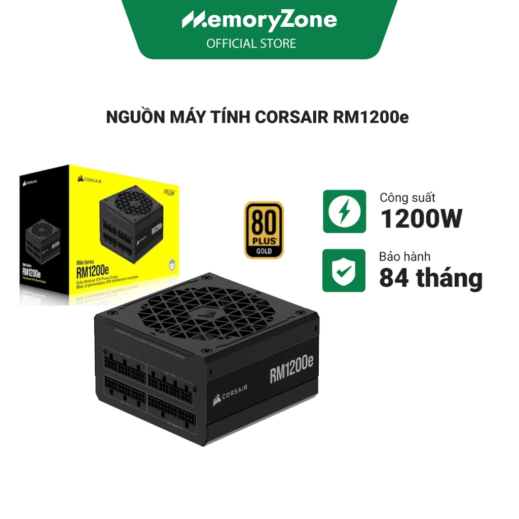 Nguồn máy tính Corsair RM1200e 1200W ATX 3.1 80 Plus Gold - Bảo hành 84 tháng chính hãng