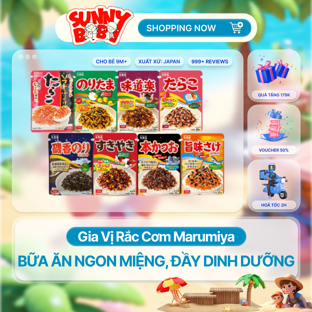 [NHẬT BẢN] Gia Vị Rắc Cơm Marumiya Đủ Vị Cho Bé