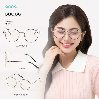 Kính mắt thời trang nữ ANNA dáng tròn chất liệu kim loại mỏng nhẹ chắc chắn 68066