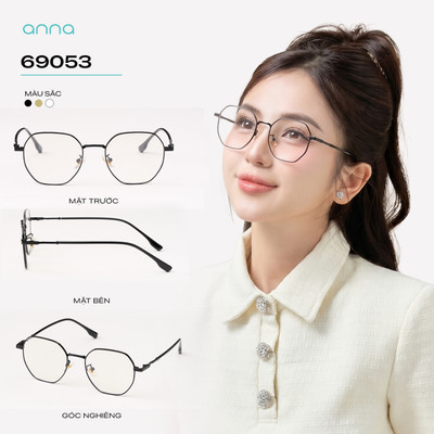 Gọng kính thời trang nữ ANNA dáng tròn chất liệu kim loại mỏng nhẹ chắc chắn 69053
