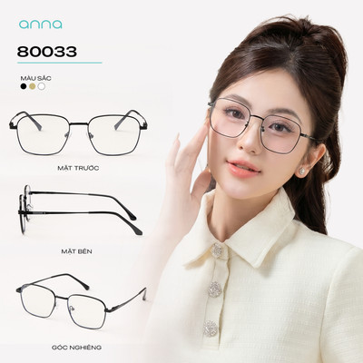 Gọng kính thời trang nam nữ ANNA dáng vuông chất liệu kim loại mỏng nhẹ chắc chắn 80033