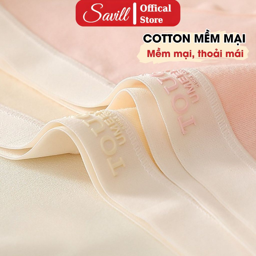 Quần lót nữ cotton mềm mại đáy may kháng khuẩn, Quần chip nữ cạp vừa màu sắc ngọt ngào SAVILL L4111