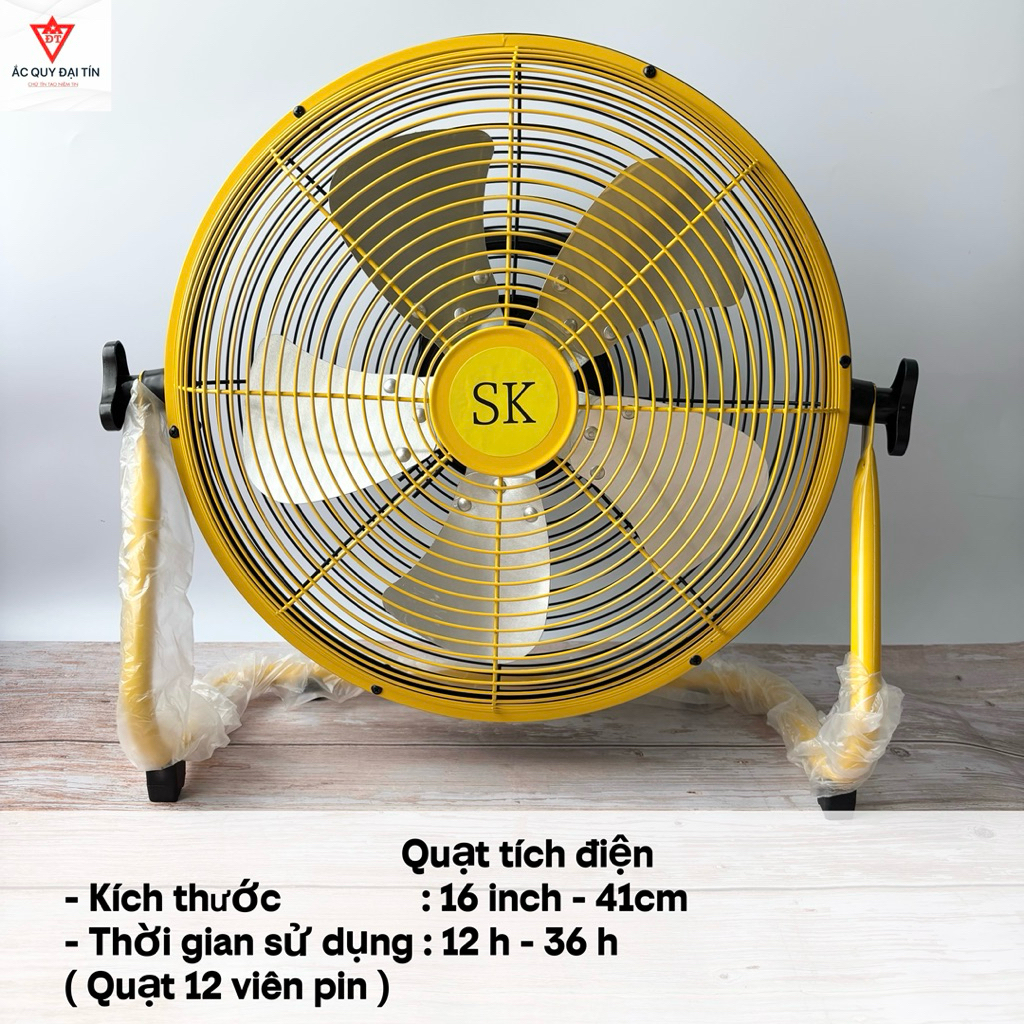 QUẠT TÍCH ĐIỆN CAO CẤP 16 INCH (41cm) 12cell pin 16850, SIÊU ÊM-MÁT-BỀN