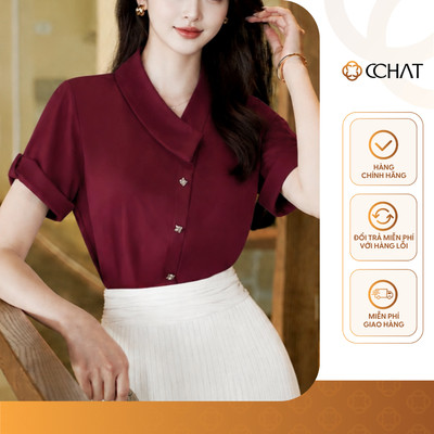 Áo Thun Nữ 𝐂𝐂𝐇𝐀𝐓 Dáng Ôm Virelly Nẹp Lệch Chéo Chất Liệu Mềm Mát 16TNC2039OT