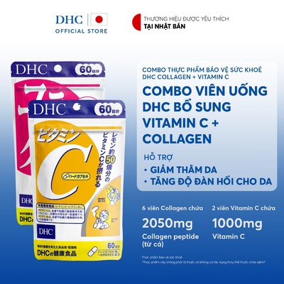 Combo Viên uống DHC Vitamin C & COLLAGEN (60 ngày) - Thực phẩm bảo vệ sức khoẻ DHC Collagen (new) & Vitamin