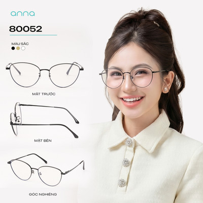 Gọng kính thời trang nữ ANNA dáng mắt mèo chất liệu kim loại mỏng nhẹ chắc chắn 80052