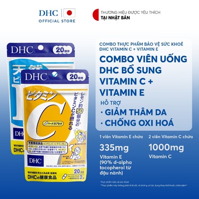 Combo Viên uống DHC Vitamin C & Vitamin E (20 Ngày) - Thực phẩm bảo vệ sức khoẻ DHC Vitamin C & Vitamin E
