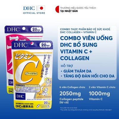 Combo Viên uống DHC Vitamin C & COLLAGEN (20 ngày) - Thực phẩm bảo vệ sức khoẻ DHC Collagen (new) & Vitamin C