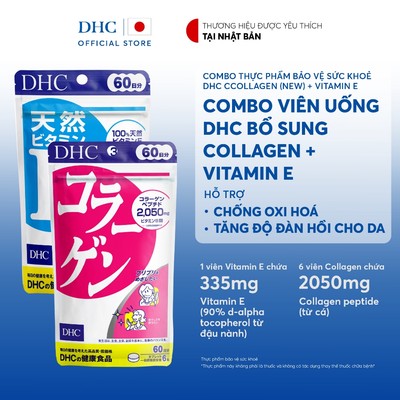 Combo Viên uống DHC Collagen & Vitamin E (60 Ngày) - Thực phẩm bảo vệ sức khoẻ DHC Collagen (new) & Vitamin E