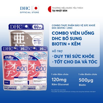 Combo Viên uống DHC Biotin & Kẽm (60 Ngày) - Thực phẩm bảo vệ sức khoẻ DHC Biotin & ZinC