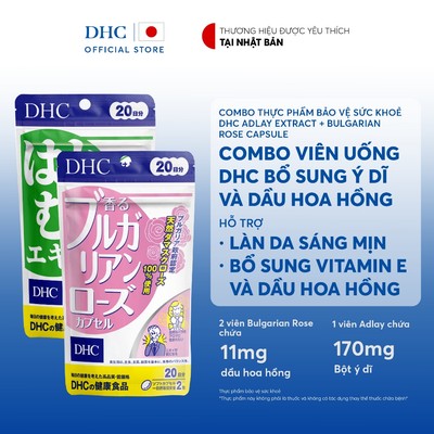[HSD 02/27] Combo Viên uống DHC Adlay & Dầu hoa hồng (20ngày) - Combo TPBVSK DHC Adlay Extract & Bulgarian Rose Capsule