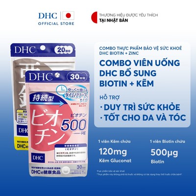 Combo Viên uống DHC Biotin (30 Ngày) & Kẽm (20 Ngày) - Thực phẩm bảo vệ sức khoẻ DHC Biotin & ZinC