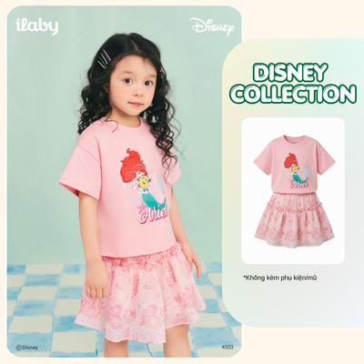 [ILABY 10-36kg] Set bộ bé gái hình nàng tiên cá Ariel phối tơ điệu đà cho bé đi học đi chơi [4103]
