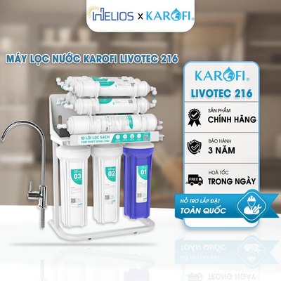 (CÓ QUÀ) Máy Lọc Nước Karofi Livotec 216 Chính Hãng - Máy RO Để Gầm 10 Cấp Lọc Bảo Hành 3 Năm
