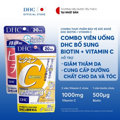 Combo Viên uống DHC Biotin (30 Ngày) & Vitamin C (20 Ngày) hỗ trợ sáng da và tốt cho tóc - TPBVSK Biotin & Vitamin C